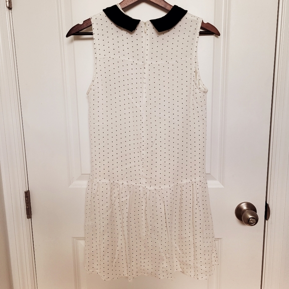 Forever 21 Peter Pan Collared Polkadot Sleeveless Rayon Black and White Dress Sm - Picture 4 of 9